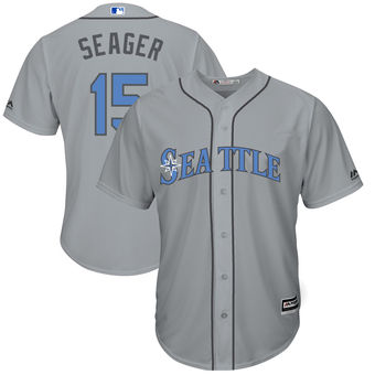 Men's Seattle Mariners #15 Kyle Seager Majestic Gray Father's Day Cool Base Replica Jersey