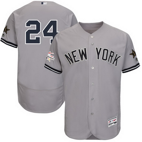 Men's New York Yankees #24 Gary Sanchez Majestic Gray 2017 MLB All-Star Game Worn Stitched MLB Flex Base Jersey