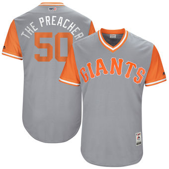 Men's San Francisco Giants Ty Blach The Preacher Majestic Gray 2017 Players Weekend Authentic Jersey