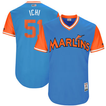 Men's Miami Marlins Ichiro Suzuki Ichi Majestic Blue 2017 Players Weekend Authentic Jersey