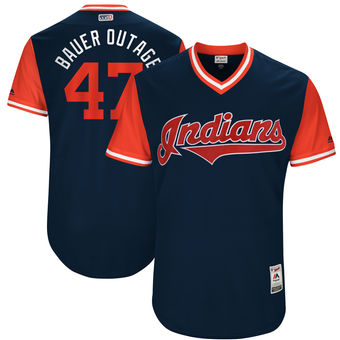 Men's Cleveland Indians Trevor Bauer Bauer Outage Majestic Navy 2017 Players Weekend Authentic Jersey