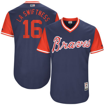 Men's Atlanta Braves Lane Adams LA Swiftness Majestic Navy 2017 Players Weekend Authentic Jersey