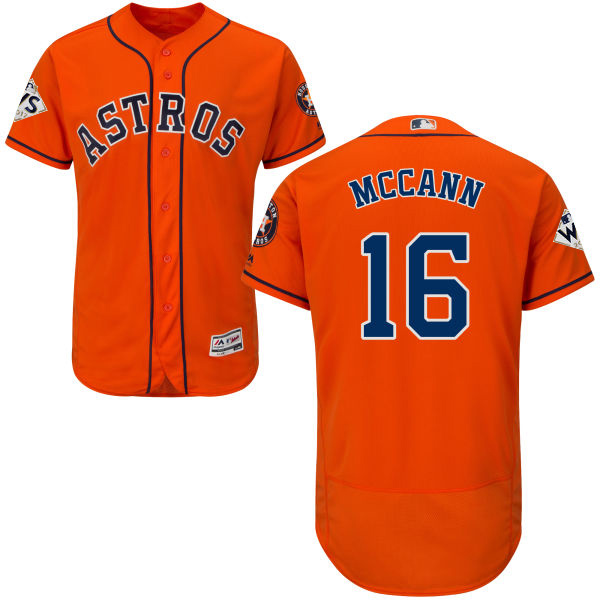 Men's Houston Astros #16 Brian McCann Orange Flexbase Authentic Collection 2017 World Series Bound Stitched MLB Jersey