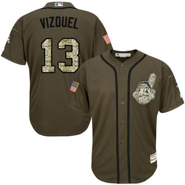 Cleveland Indians #13 Omar Vizquel Green Salute to Service Stitched MLB Jersey