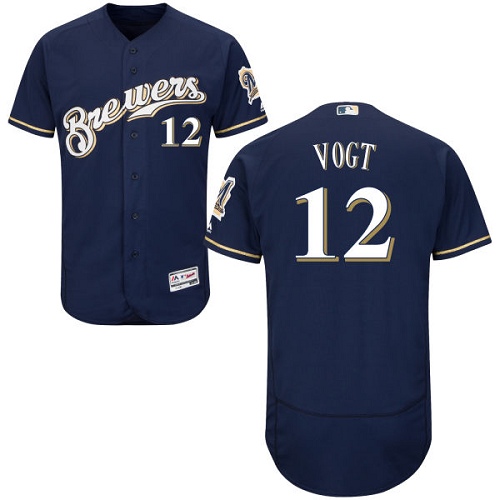 Milwaukee Brewers #12 Stephen Vogt Navy Blue Flexbase Authentic Collection Stitched MLB Jersey