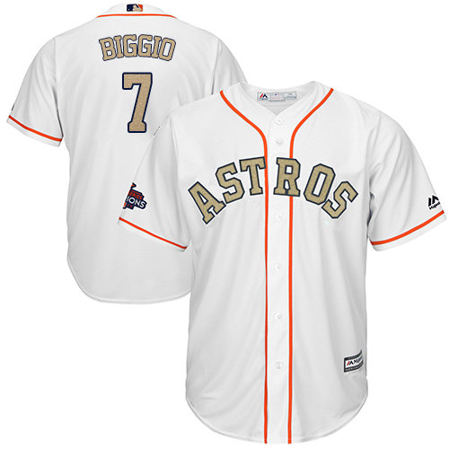 Houston Astros #7 Craig Biggio White 2018 Gold Program Cool Base Stitched MLB Jersey