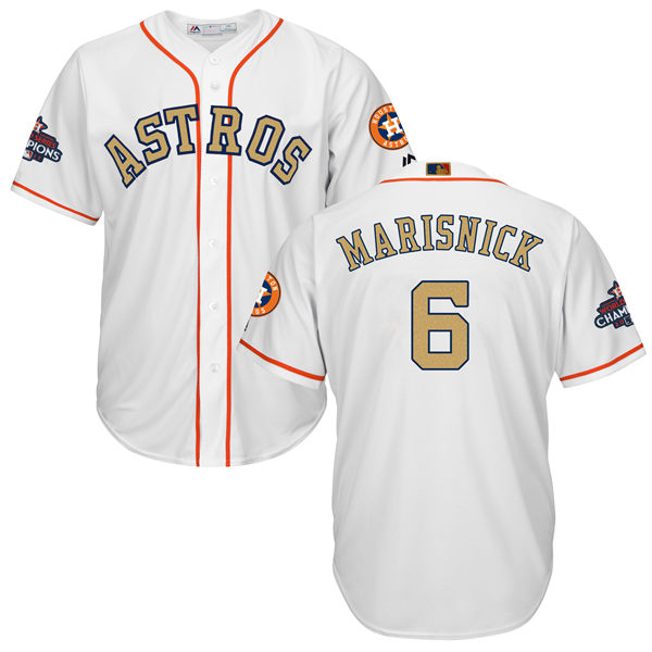 Men's Houston Astros #6 Jake Marisnick White 2018 Gold Program Cool Base Stitched MLB Jersey