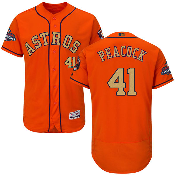 Men's Houston Astros #41 Brad Peacock Orange 2018 Gold Program Flexbase Stitched MLB Jersey