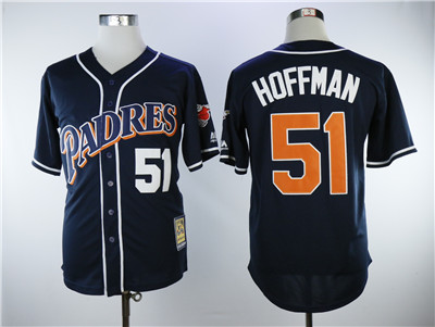 Men's San Diego Padres #51 Trevor Hoffman Navy Blue Throwback Stitched MLB Jersey