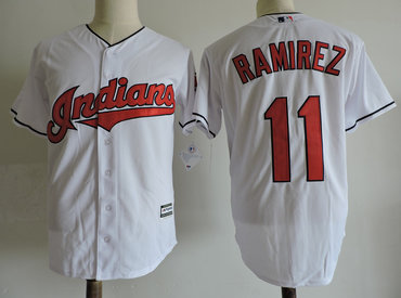 Men's Cleveland Indians #11 Jose Ramirez White Cool Base Jersey