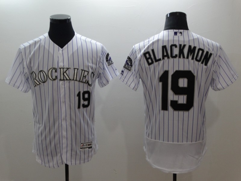 Men's Colorado Rockies #19 Charlie Blackmon White Authentic Flex Base Stitched MLB Jersey