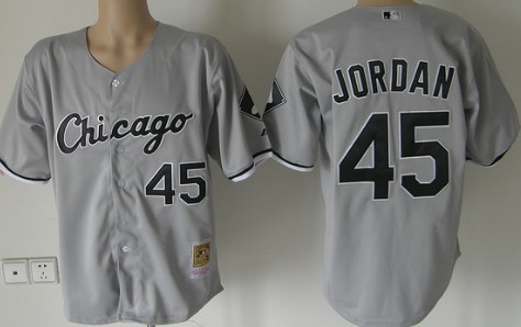 Size 5 XL Chicago White Sox #45 Michael Jordan Gray Throwback Jersey