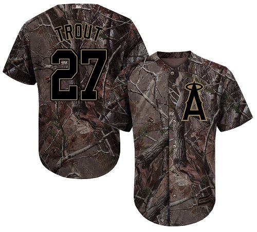 LA Angels of Anaheim #27 Mike Trout Camo Realtree Collection Cool Base Stitched MLB Jersey