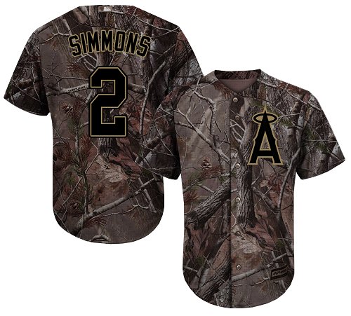 LA Angels of Anaheim #2 Andrelton Simmons Camo Realtree Collection Cool Base Stitched MLB Jersey