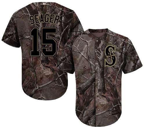 Seattle Mariners #15 Kyle Seager Camo Realtree Collection Cool Base Stitched MLB Jersey