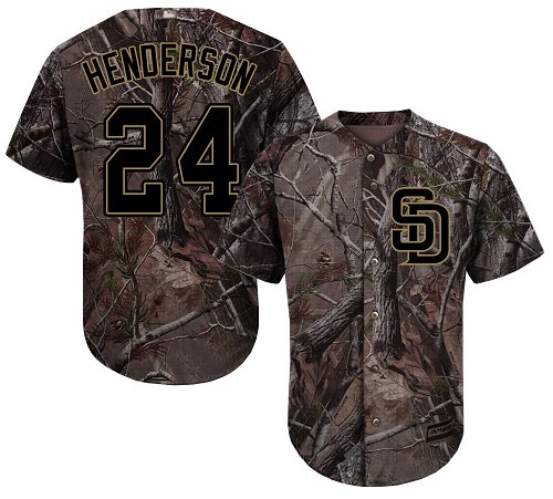 San Diego Padres #24 Rickey Henderson Camo Realtree Collection Cool Base Stitched MLB Jersey