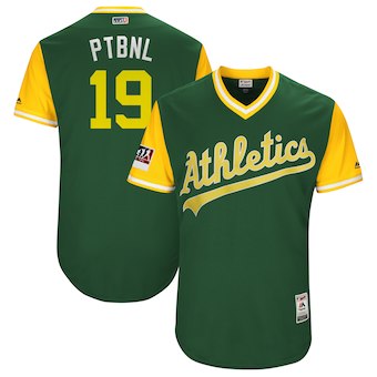 Men's Oakland Athletics 19 Josh Phegley PTBNL Majestic Green 2018 Players' Weekend Authentic Jersey