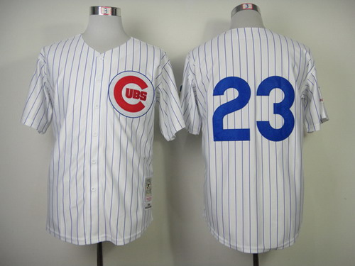 Chicago Cubs #23 Ryne Sandberg 1984 White Button Throwback Jersey