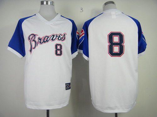 Atlanta Braves #8 Bob Uecker 1974 White Throwback Jersey