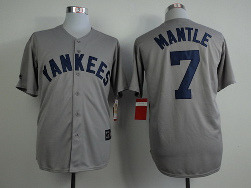 New York Yankees #7 Mickey Mantle Gray 75TH Patch Jersey