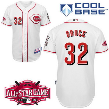 Cincinnati Reds #32 Jay Bruce 2015 All-Star Patch White Jersey