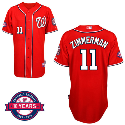 Washington Nationals #11 Ryan Zimmerman Red 10TH Jersey