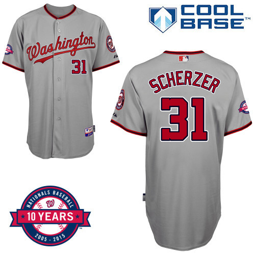 Washington Nationals #31 Max Scherzer Gray 10TH Jersey