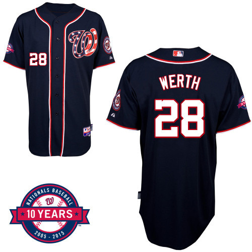 Washington Nationals #28 Jayson Werth Navy Blue 10TH Jersey