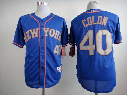 Men's New York Mets #40 Bartolo Colon Blue With Gray Jersey