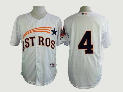 Men's Houston Astros #4 George Springer 1972 White Turn Back The Clock Jersey