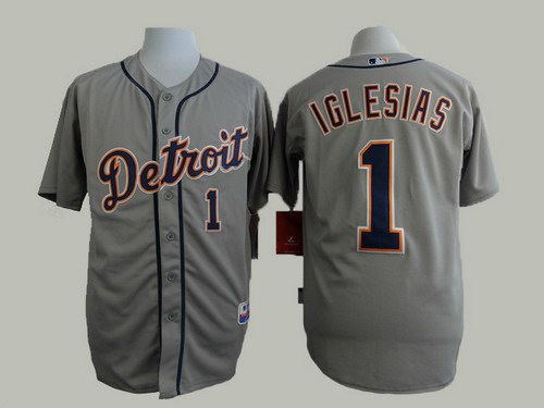 Men's Detroit Tigers #1 Jose Iglesias Gray Jersey