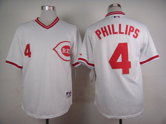 Men's Cincinnati Reds #4 Brandon Phillips 1990 White Pullover Jersey