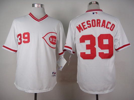 Men's Cincinnati Reds #39 Devin Mesoraco 1990 White Pullover Jersey