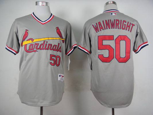 Men's St. Louis Cardinals #50 Adam Wainwright 1978 Gray Pullover Jersey