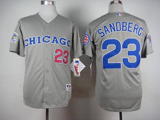 Men's Chicago Cubs #23 Ryne Sandberg 1990 Turn Back The Clock Gray Jersey With 1990 All-Star Patch