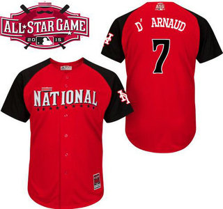 National League New York Mets #7 Travis d'Arnaud Red 2015 All-Star BP Jersey