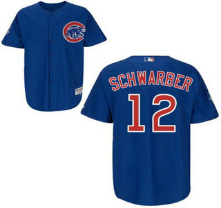 Men's Chicago Cubs #12 Kyle Schwarber Home Alternate Blue MLB Cool Base Jersey