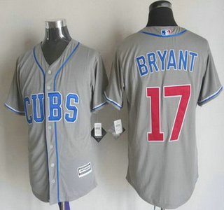 Men's Chicago Cubs #17 Kris Bryant Alternate Gray 2015 MLB Cool Base Jersey