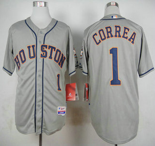 Men's Houston Astros #1 Carlos Correa Grey Jersey