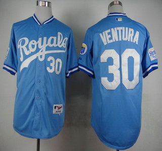 Men's Kansas City Royals #30 Yordano Ventura 1985 Turn Back The Clock Blue Jersey