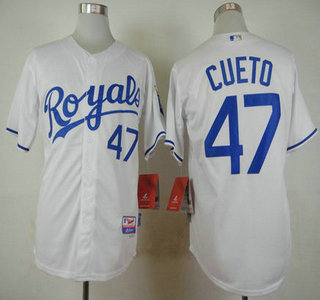 Men's Kansas City Royals #47 Johnny Cueto Home White MLB Cool Base Jersey