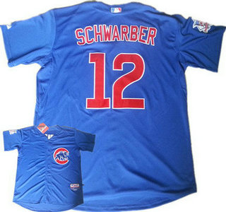 Men's Chicago Cubs #12 Kyle Schwarber Alternate Blue MLB Cool Base Jersey