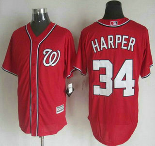 Men's Washington Nationals #34 Bryce Harper Alternate Red 2015 MLB Cool Base Jersey