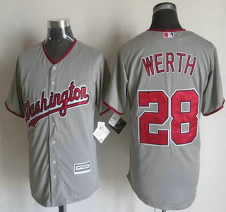 Men's Washington Nationals #28 Jayson Werth Away Gray 2015 MLB Cool Base Jersey