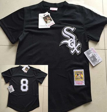 Men's Chicago White Sox #8 Bo Jackson Mesh BP Black Throwback Jersey