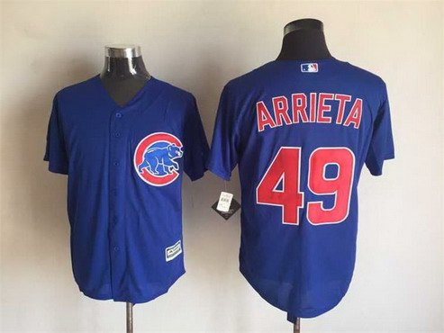 Men's Chicago Cubs #49 Jake Arrieta Blue Alternate 2015 MLB Cool Base Jersey