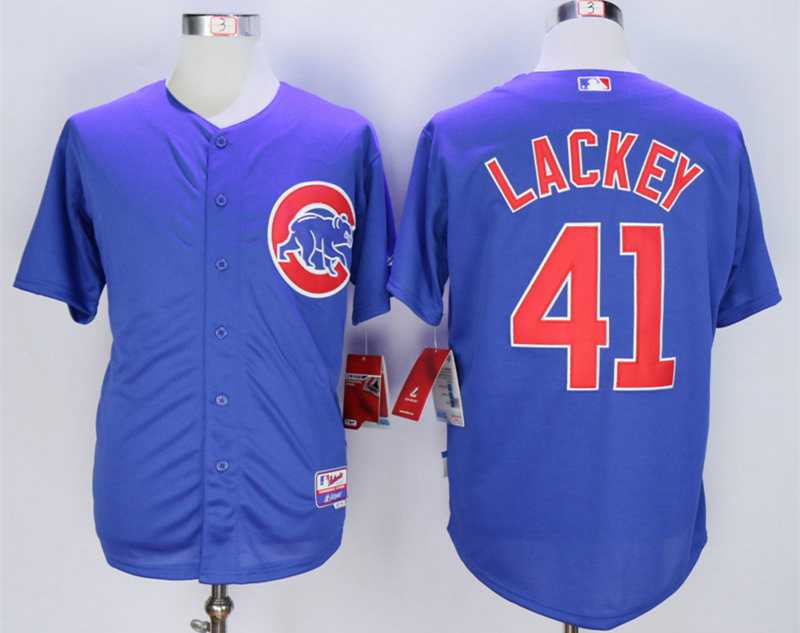 Men's Chicago Cubs #41 John Lackey Blue Cool Base Jersey