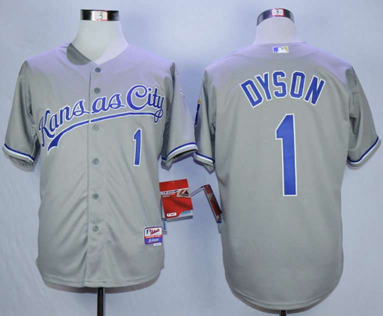 Men's Kansas City Royals #1 Jarrod Dyson Grey Cool Base Jersey