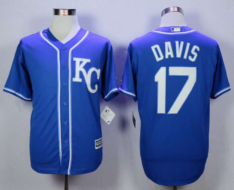 Men's Kansas City Royals #17 Wade Davis Blue New Cool Base Jersey