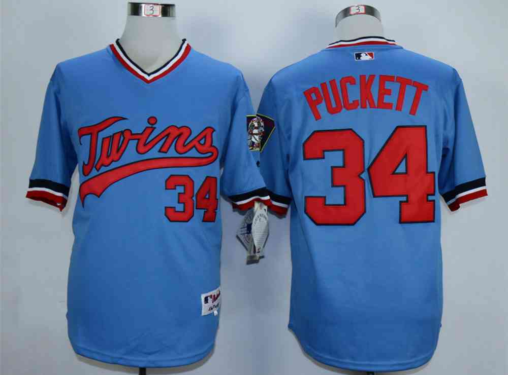 Men's Minnesota Twins #34 Kirby Puckett Blue Cooperstown Jersey